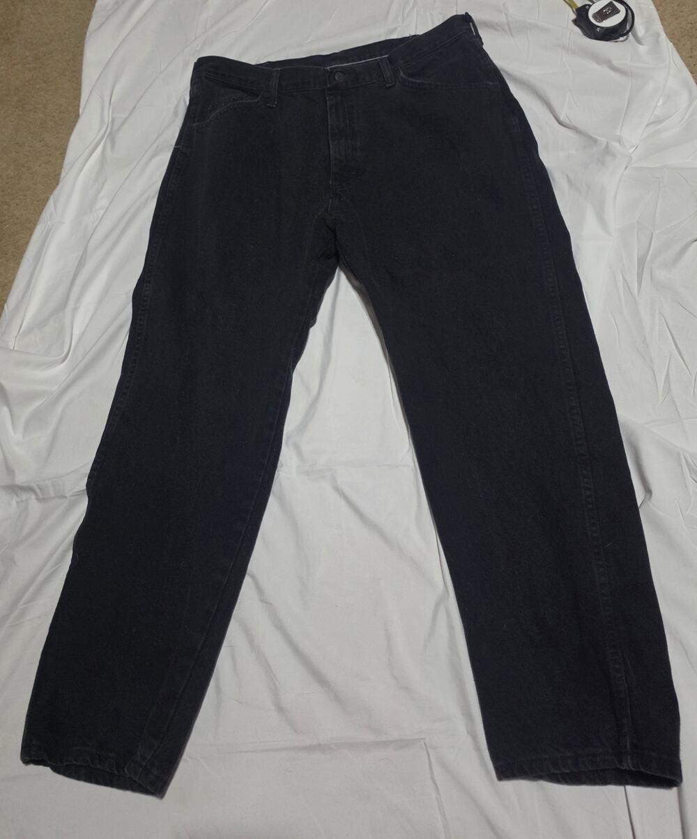 Rustler Men’s Regular Fit Straight Leg Black Denim Jeans size 38 waist 30 length